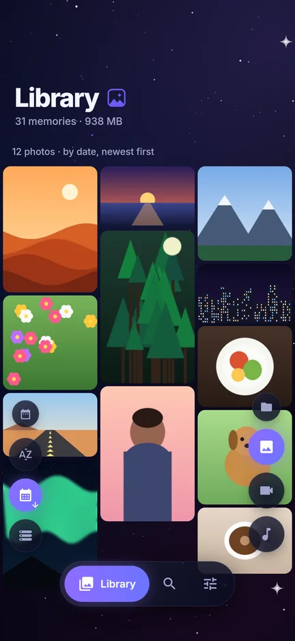 Photo library grid
