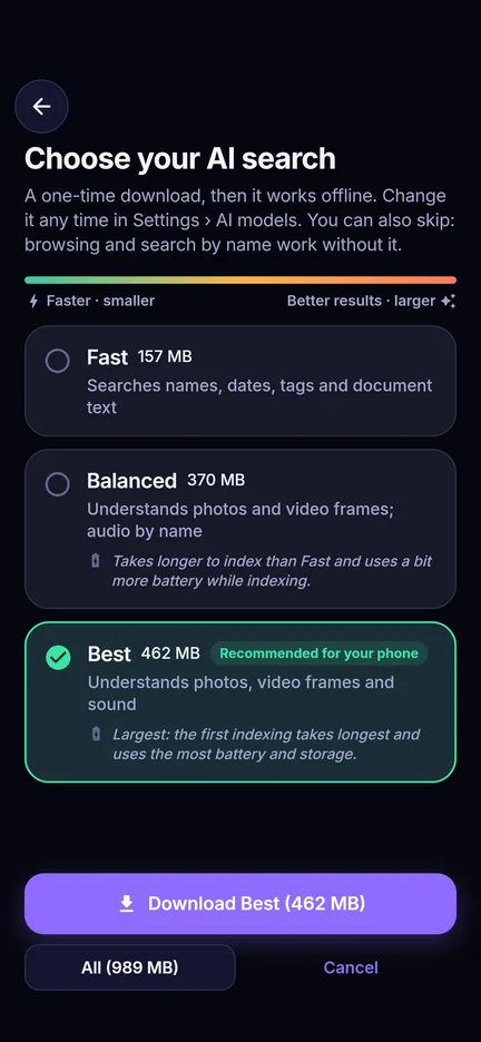 Choosing an AI model size