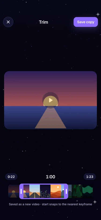 Trimming a video